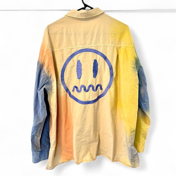 Beaster XL Embroidered Smiley Face Tie-Dye Button Down Shirt RARE - Picture 1 of 6